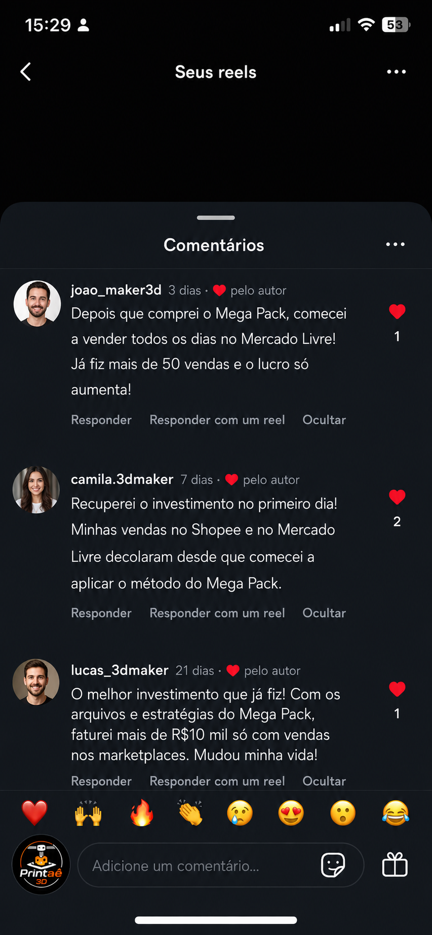 Feedback de Cliente Geek 3D